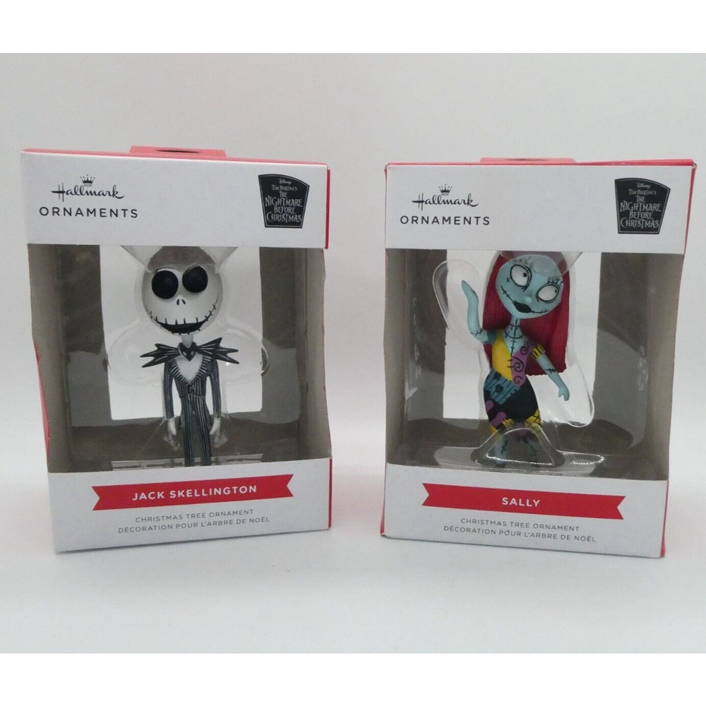 Lot of 2 Nightmare Before Christmas Hallmark Ornaments Jack Skellington Sally‎